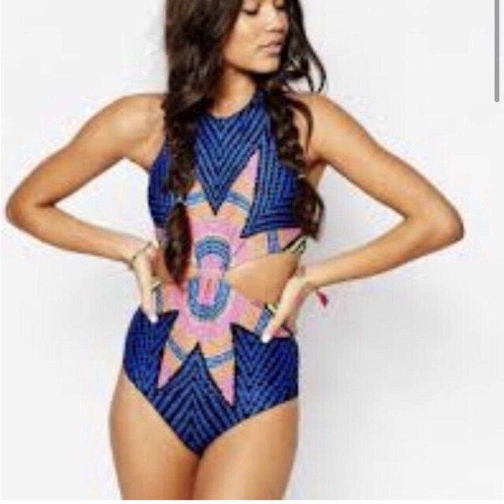Mara Hoffman Blue and Pink Cutout Swimsuit - Picture 3 of 10